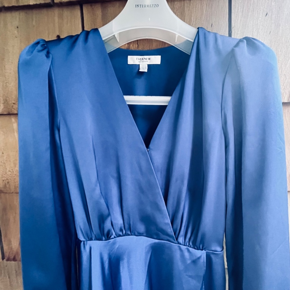 Ever New  🇦🇺 Blue Satin Wrap Dress - Picture 6 of 15